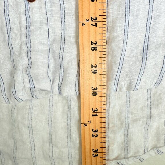 Rosemarine 100% Linen White Striped Made In Italy Button Tunic Shirt Small Cover - Picture 5 of 6